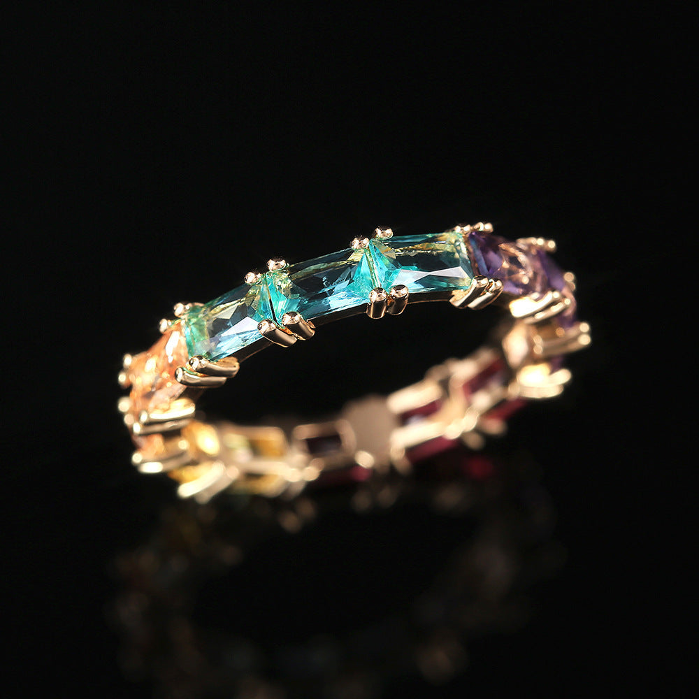 Rainbow Color Zircon Ring