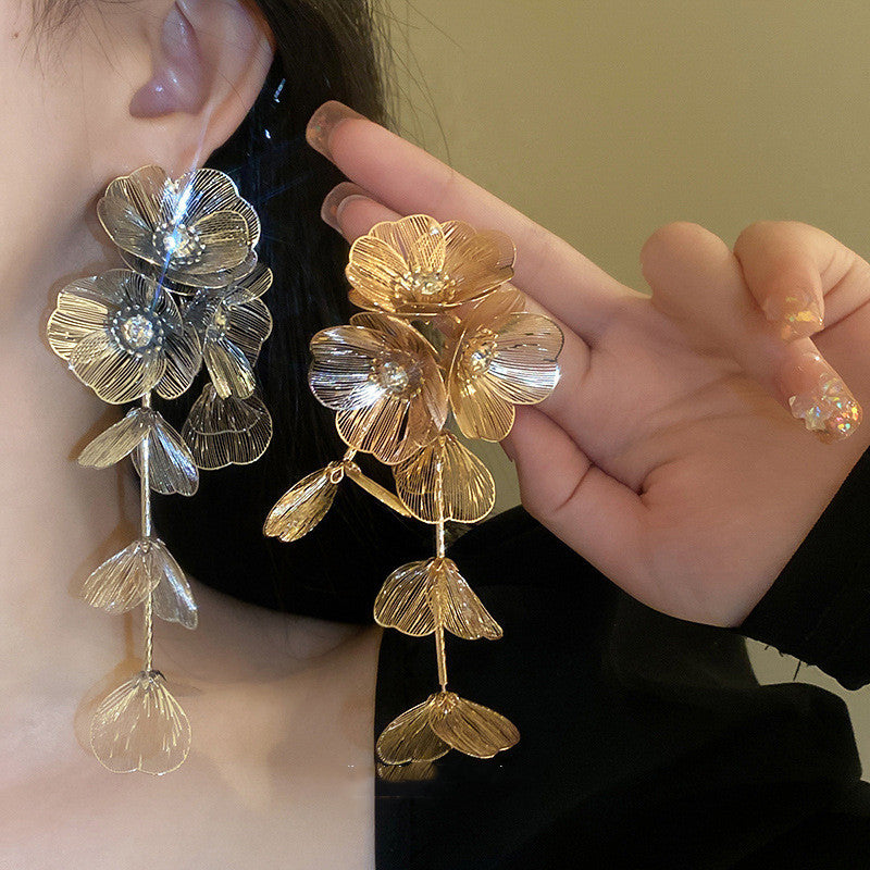 Long Flower Fringe Earrings