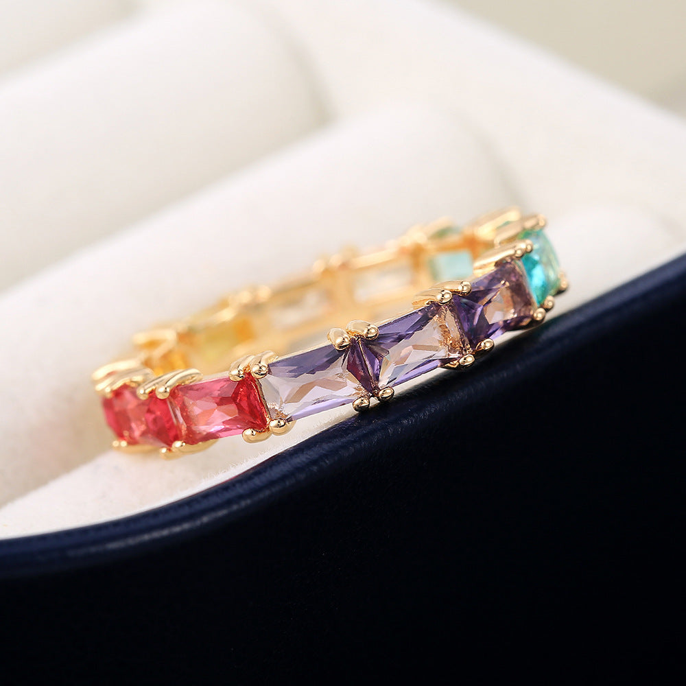 Rainbow Color Zircon Ring