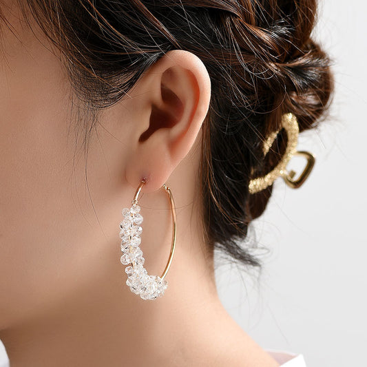 Gold Crystal Hoop Earrings