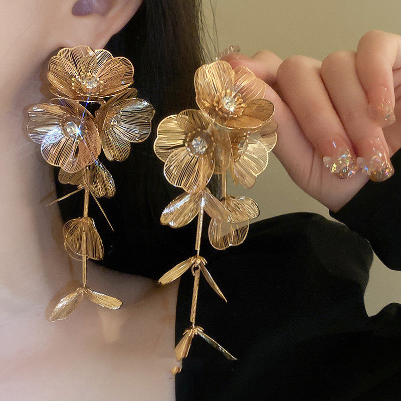 Long Flower Fringe Earrings